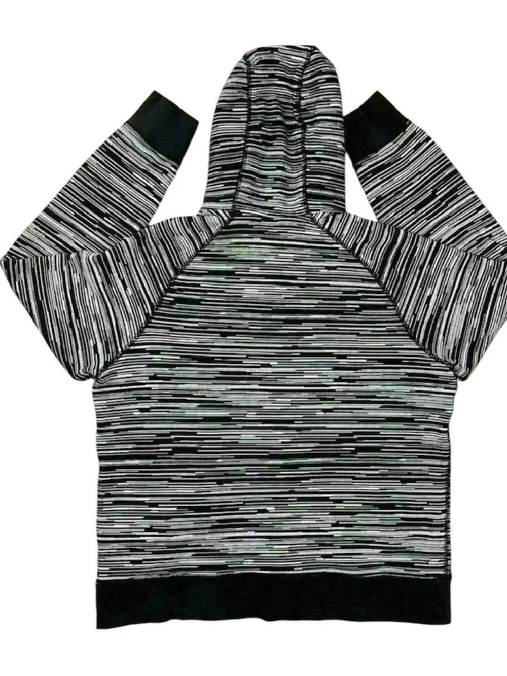 Nike AW77 FT AOP Speed Black/White Stripe Zip Kanga Pocket Hooded Jacket (L)‎