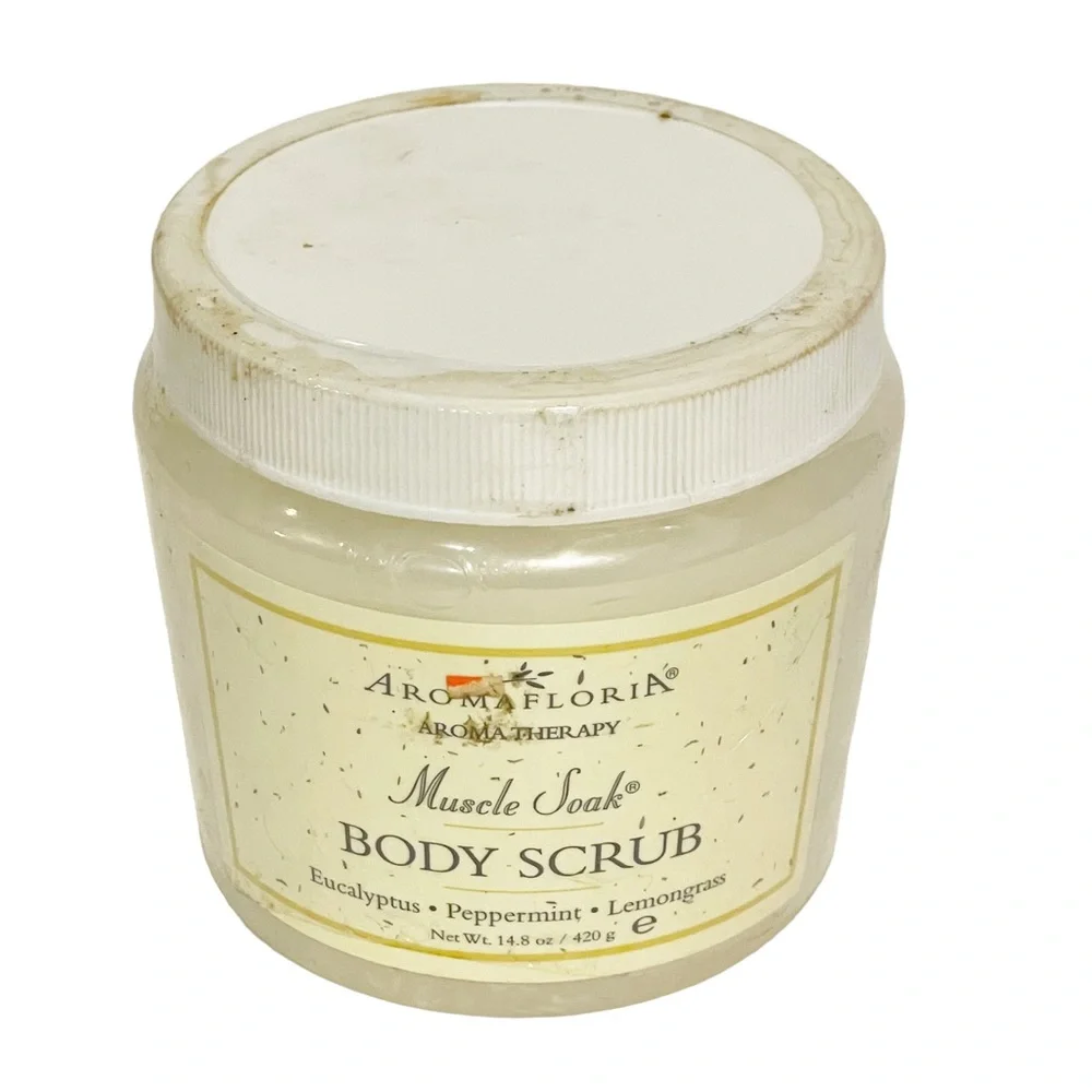 AROMAFLORIA AROMATHERAPY MUSCLE SOAK BODY SCRUB‎ EXFOLIATE PEPPERMINT 14.8oz NEW