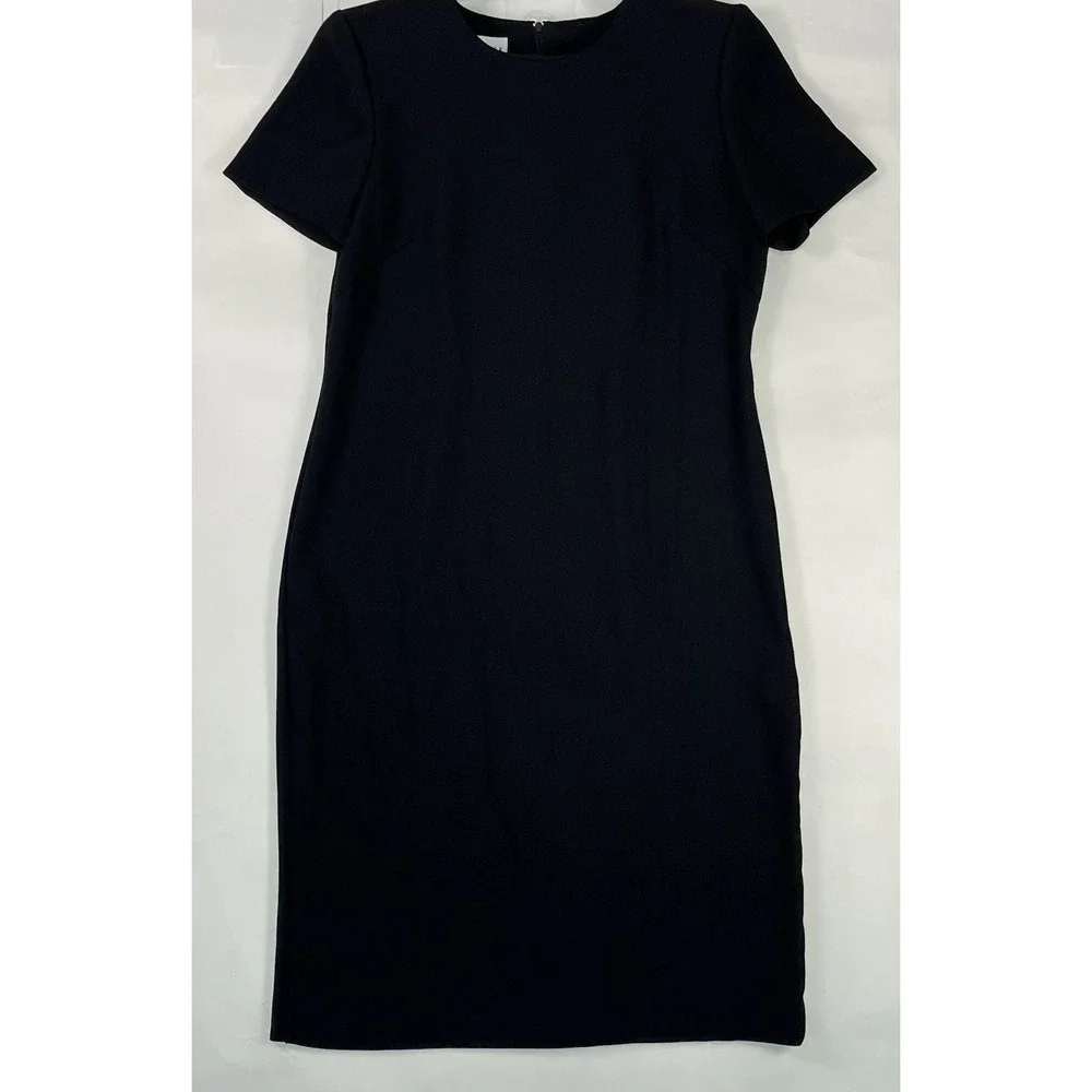 Leslie Fay Women's Black Sheath Dress Sz‎ 8P Zip Back Classic Little Black Dress