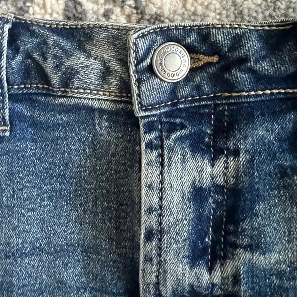 Indigo Rising Dark Wash‎ Denim Skirt with Contrast Stitching