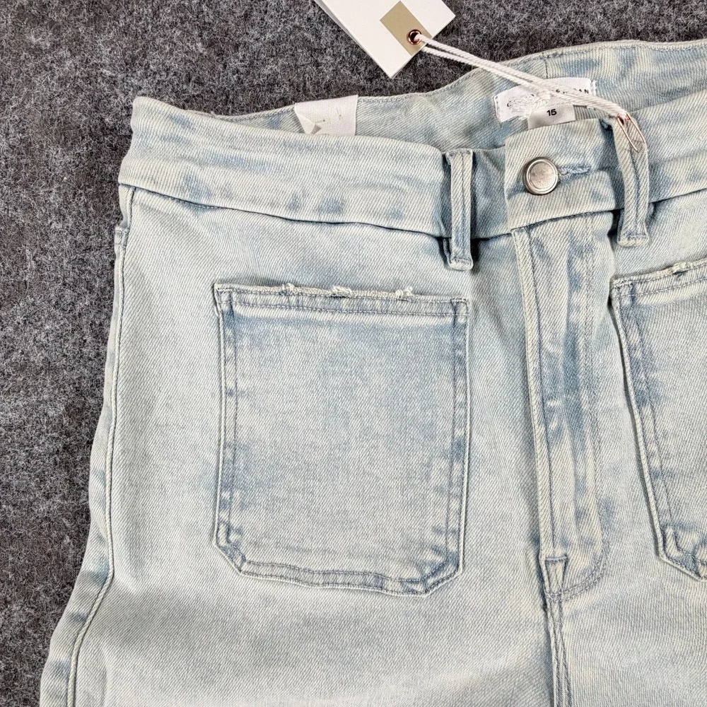 NWT Good‎ American Good Waist Palazzo Crop Jeans Womens 15 Indigo Patch Pockets
