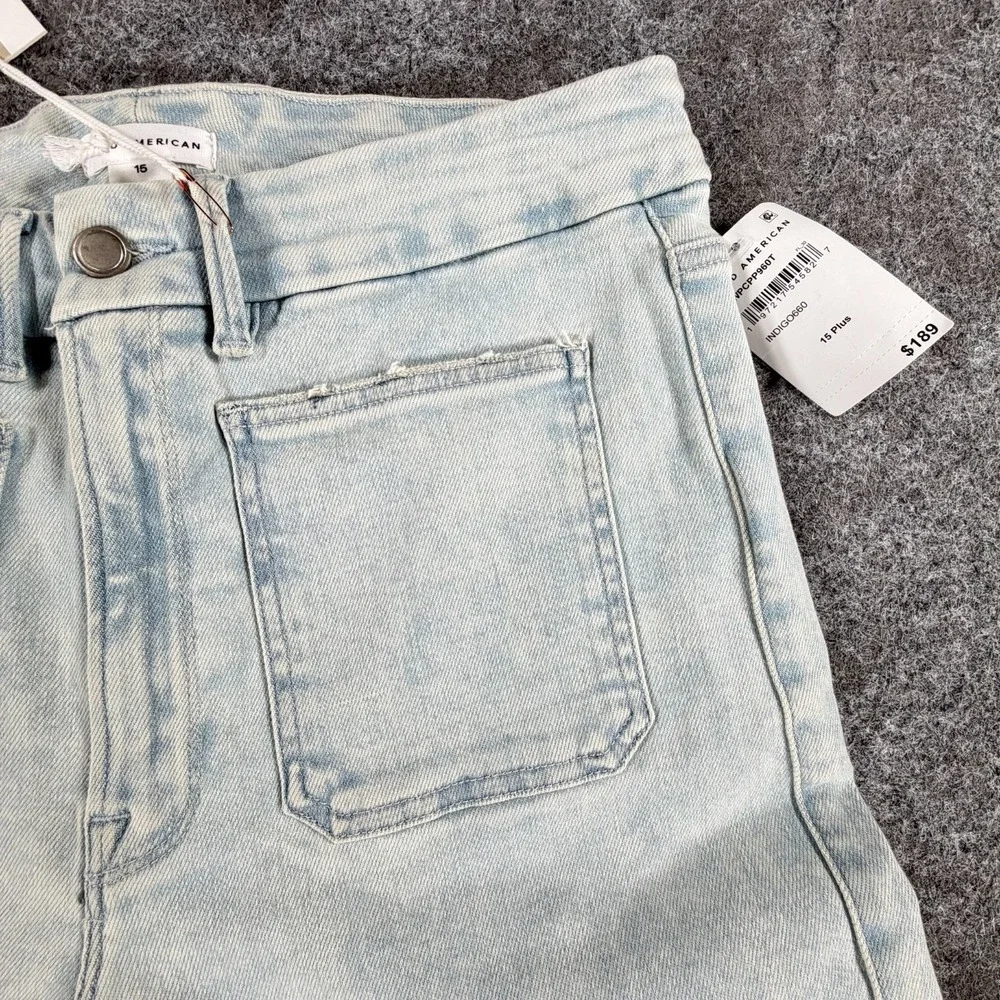 NWT Good‎ American Good Waist Palazzo Crop Jeans Womens 15 Indigo Patch Pockets