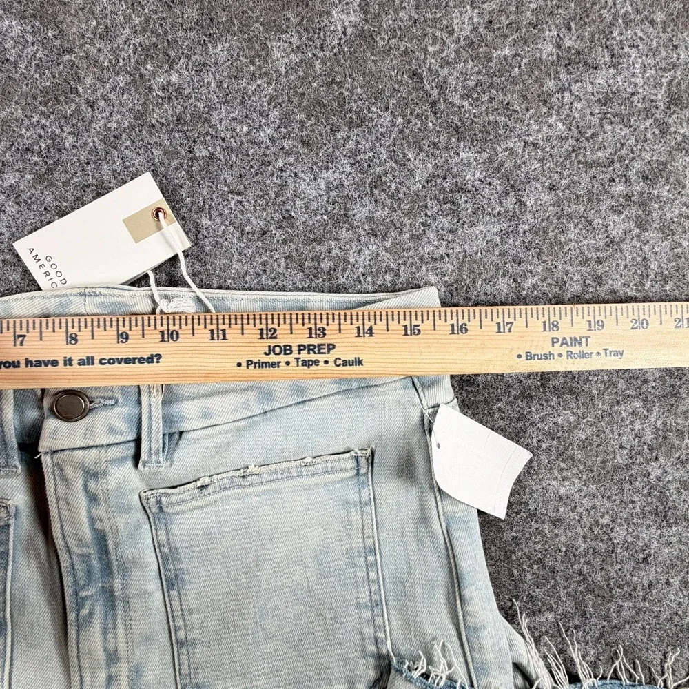 NWT Good‎ American Good Waist Palazzo Crop Jeans Womens 15 Indigo Patch Pockets