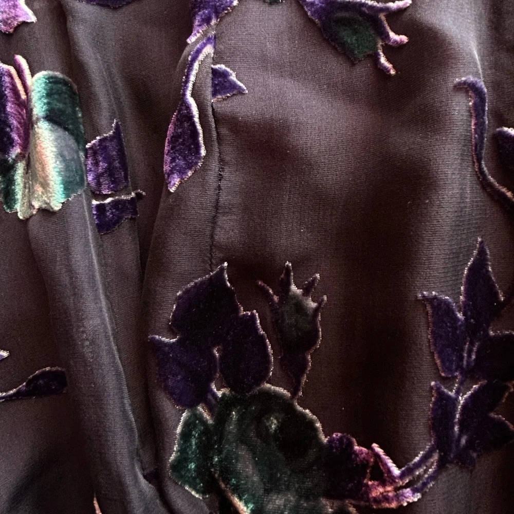 NWT Liz Claiborne Vintage Dark Purple Sheer Floral Shift Dress - 4P