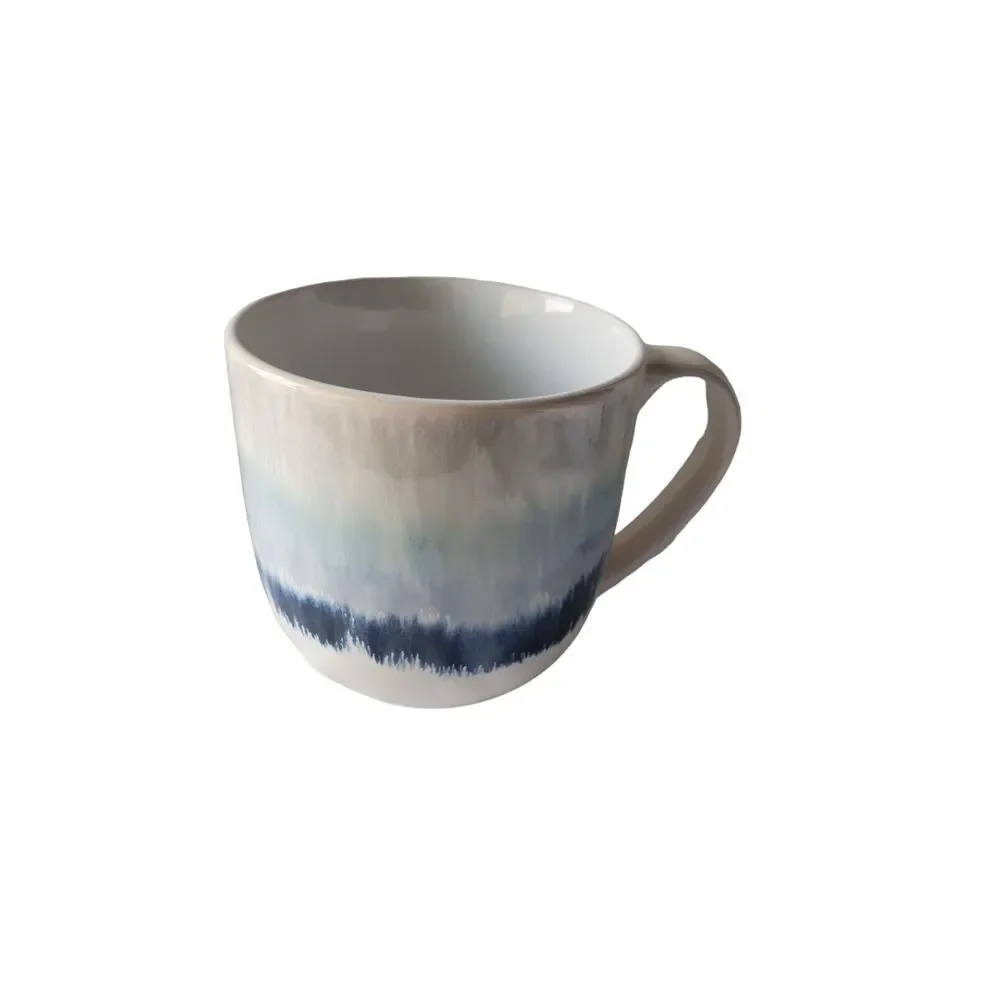 Pier One‎ 1 Stoneware Coffee/Tea Mug Blue Ombre Band 20 Oz