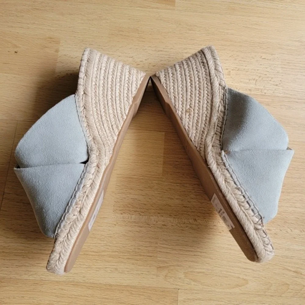 NWT Splendid Britt Light Blue Suede‎ Espadrille Wedge Sandals Womens  Size 10
