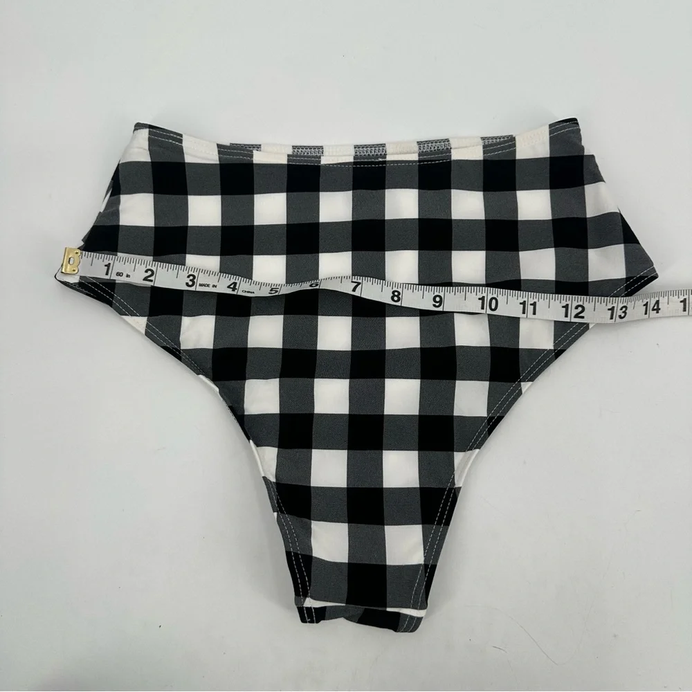 3/$15 NASTY GAL Bikini Bottoms NWOT Womens 2 Black Check Buffalo Plaid Swim