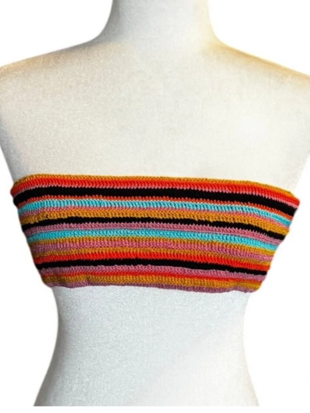 Alo Yoga x Tropic of C Crochet Bandeau Bikini Top Sunset NWT Handmade Peru Small