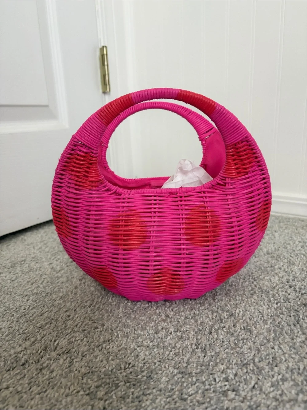 kate spade by target Hot Pink and Red Woven Round Mini Bag