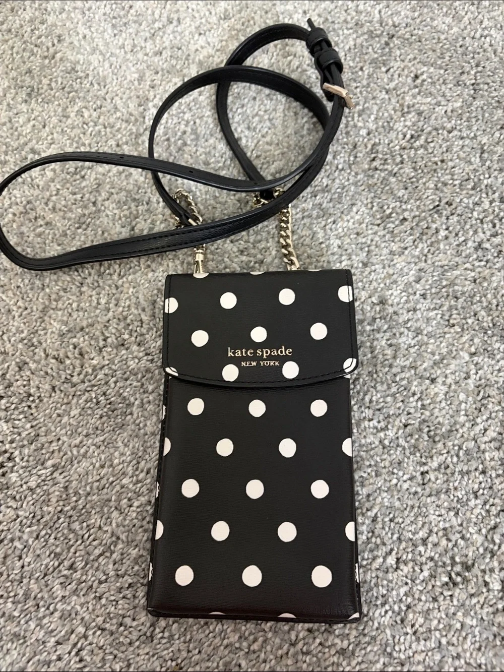 kate spade Black and White Polka Dot Crossbody Phone Pouch