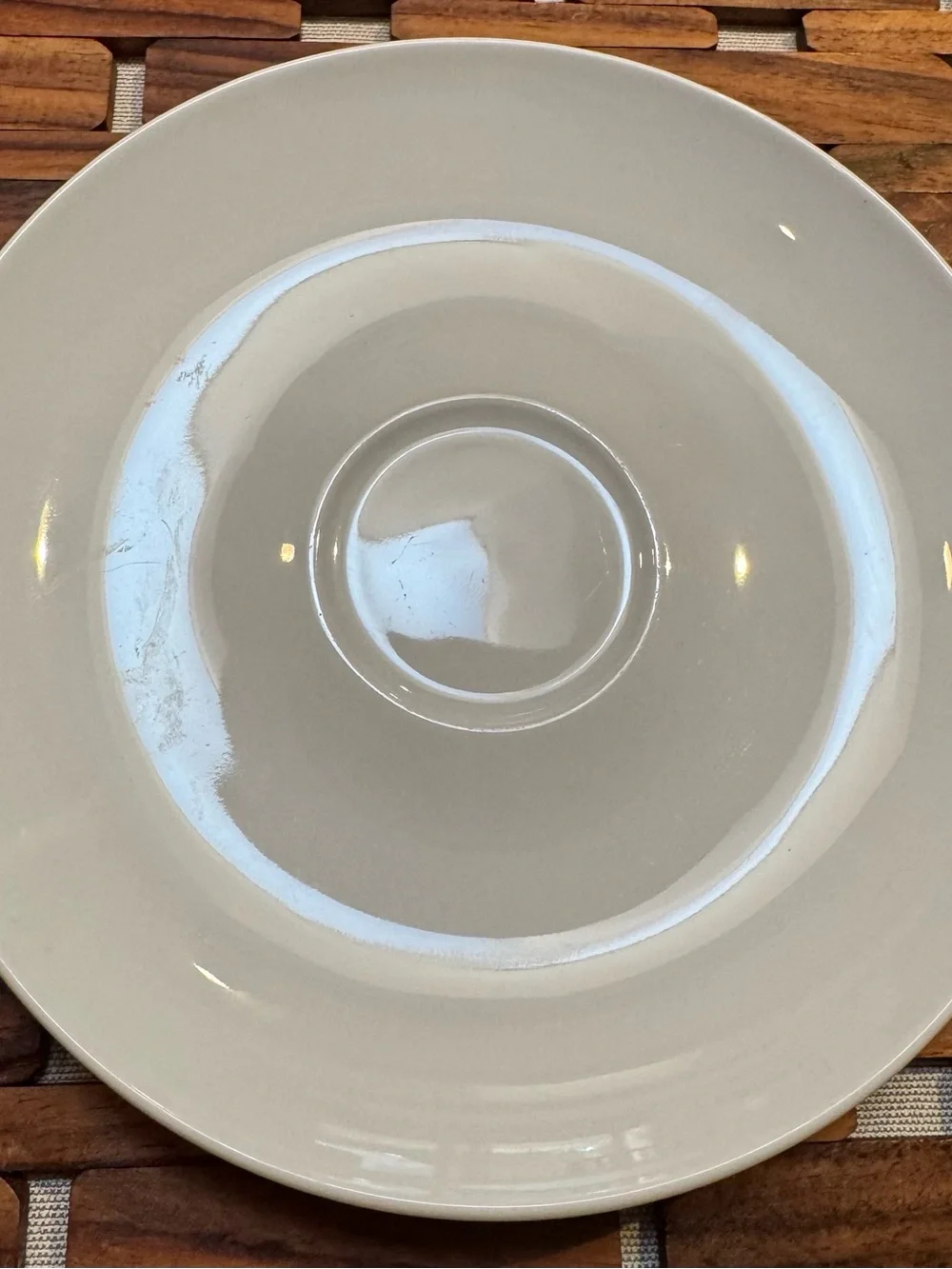 Cost Plus World Market White Ceramic Saucers with Green Stripe -Set of 3 classic