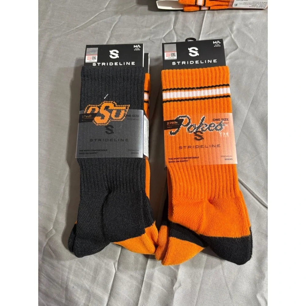 Strideline Oklahoma State OSU Cowboys Pokes Crew‎ Sock 4 Pairs M 8-12 W 9.5-13