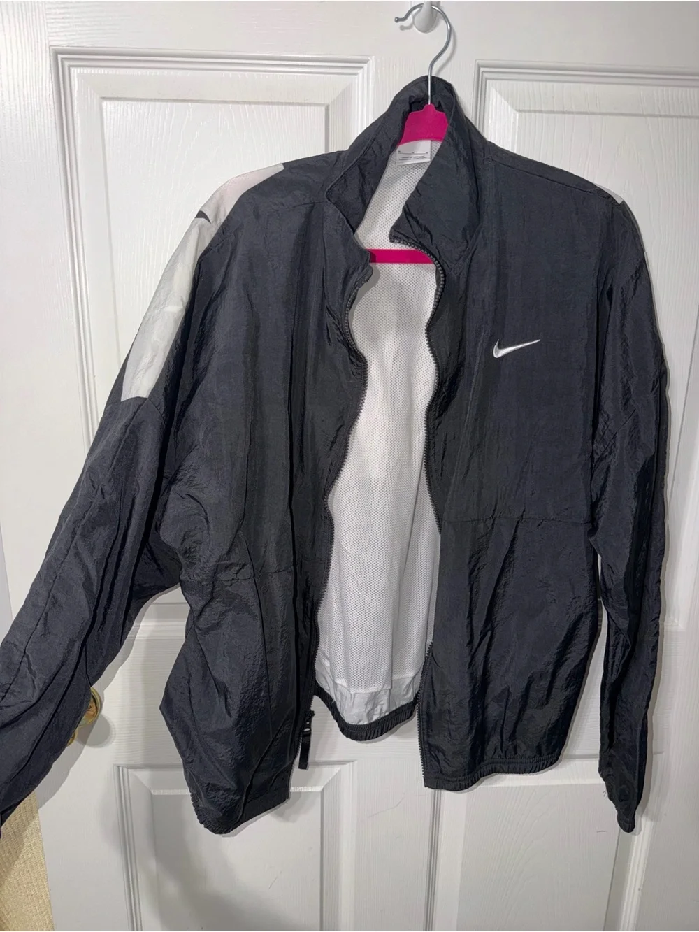 Nike Black Jacket with White Accents Lightweight Sport Jacket