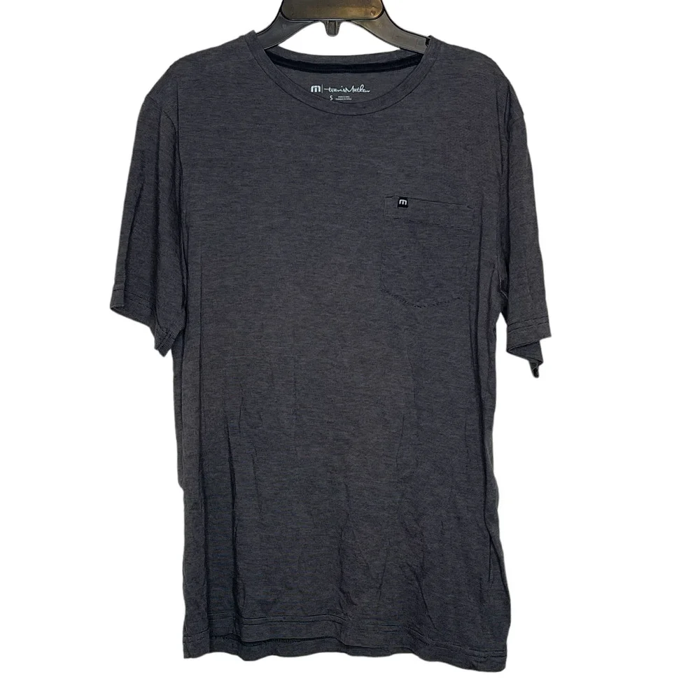 Travis Mathew Mens T-Shirt Size Small Gray Stripe 100% Pima Cotton SS‎ Pullover