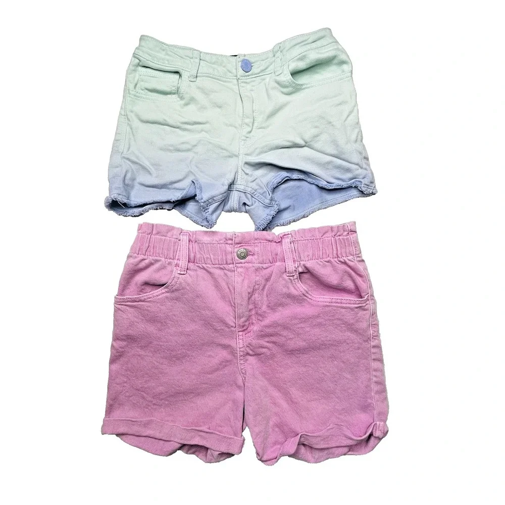 Gap & Cat & Jack Girls Shorts Lot‎ 2 Pairs Size 14 Ombre Pink Green Summer Denim