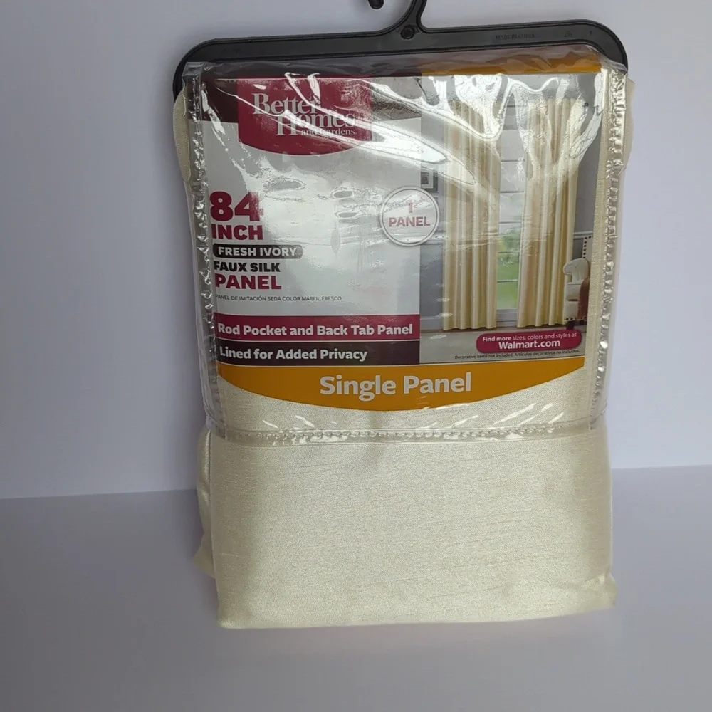 Better Homes and Gardens Panel Curtain Lined Faux Silk Fresh Ivory NEW