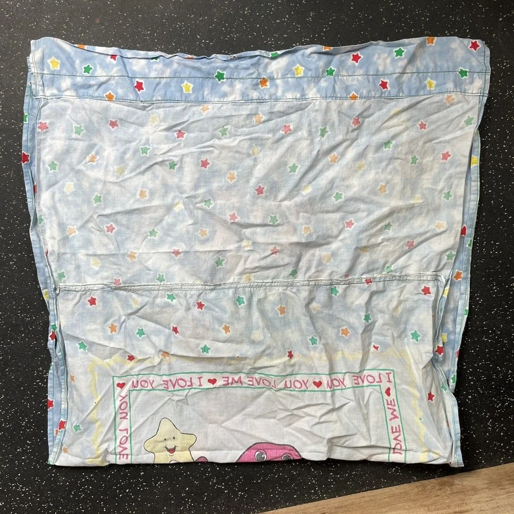 Vtg Barney the Dinosaur Bedroom Curtain Set of 2 Handmade 30