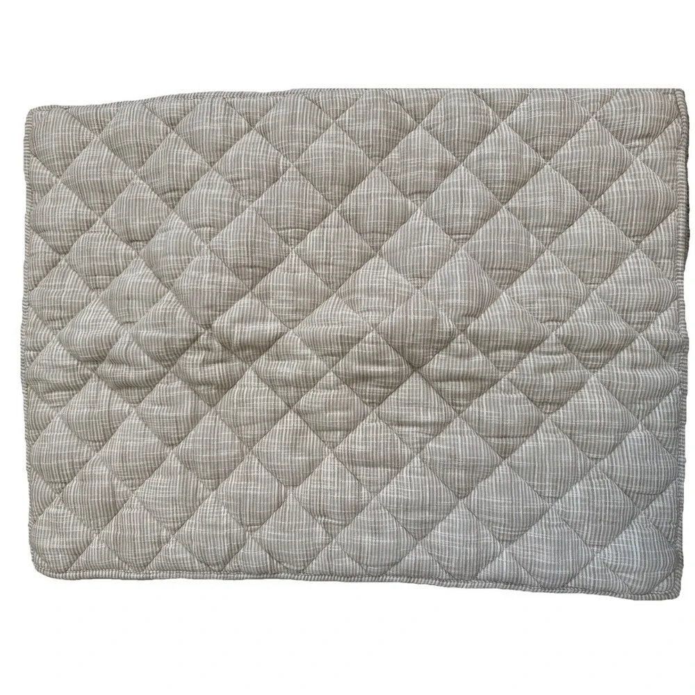 Pottery Barn Jasper Stripe Diamond Quilted‎ Shams Standard FLAX White Stripe