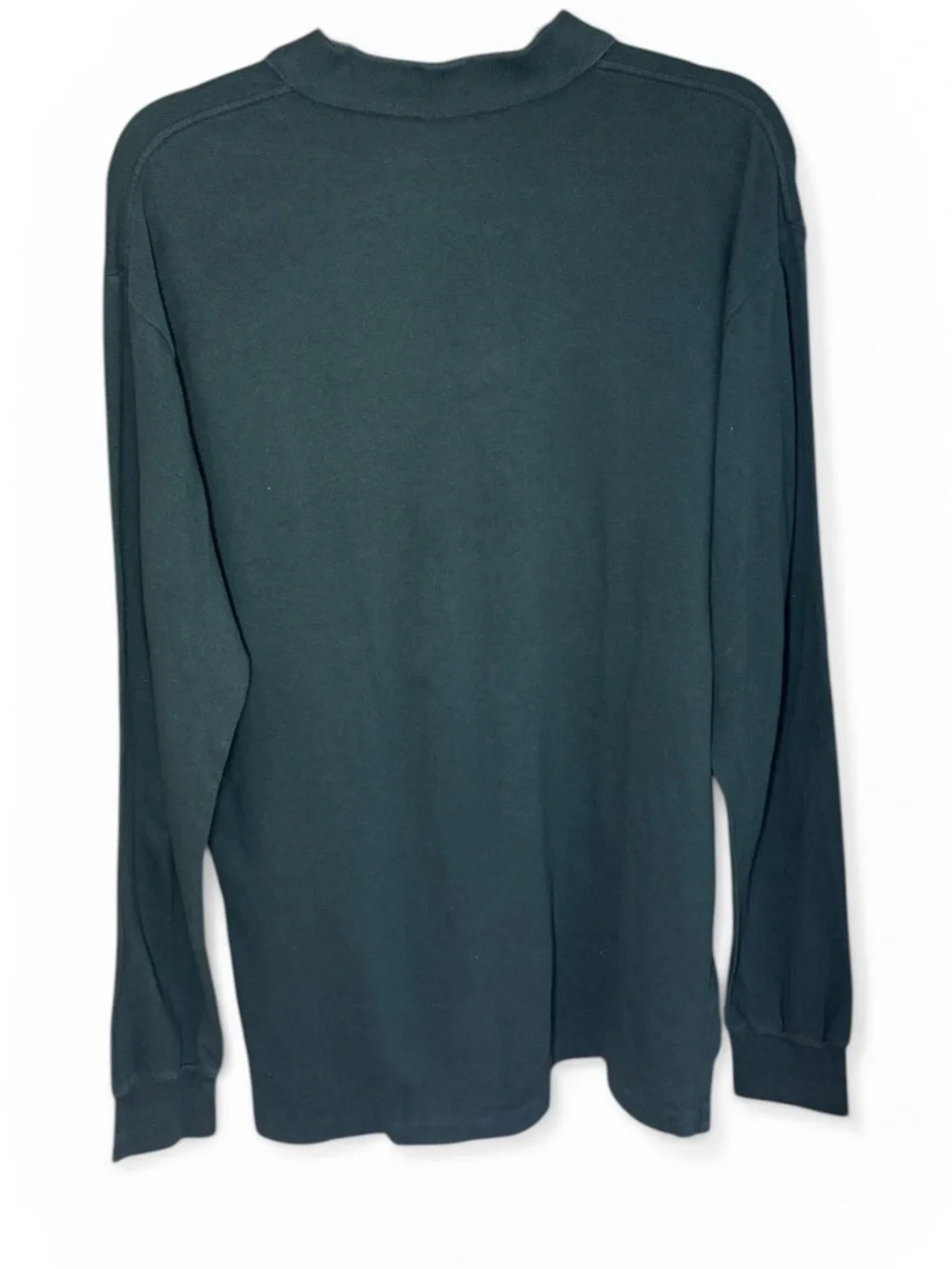 Polo Ralph Lauren Long Sleeve Green Pique Polo Shirt Men’s Large L‎ 100% Cotton