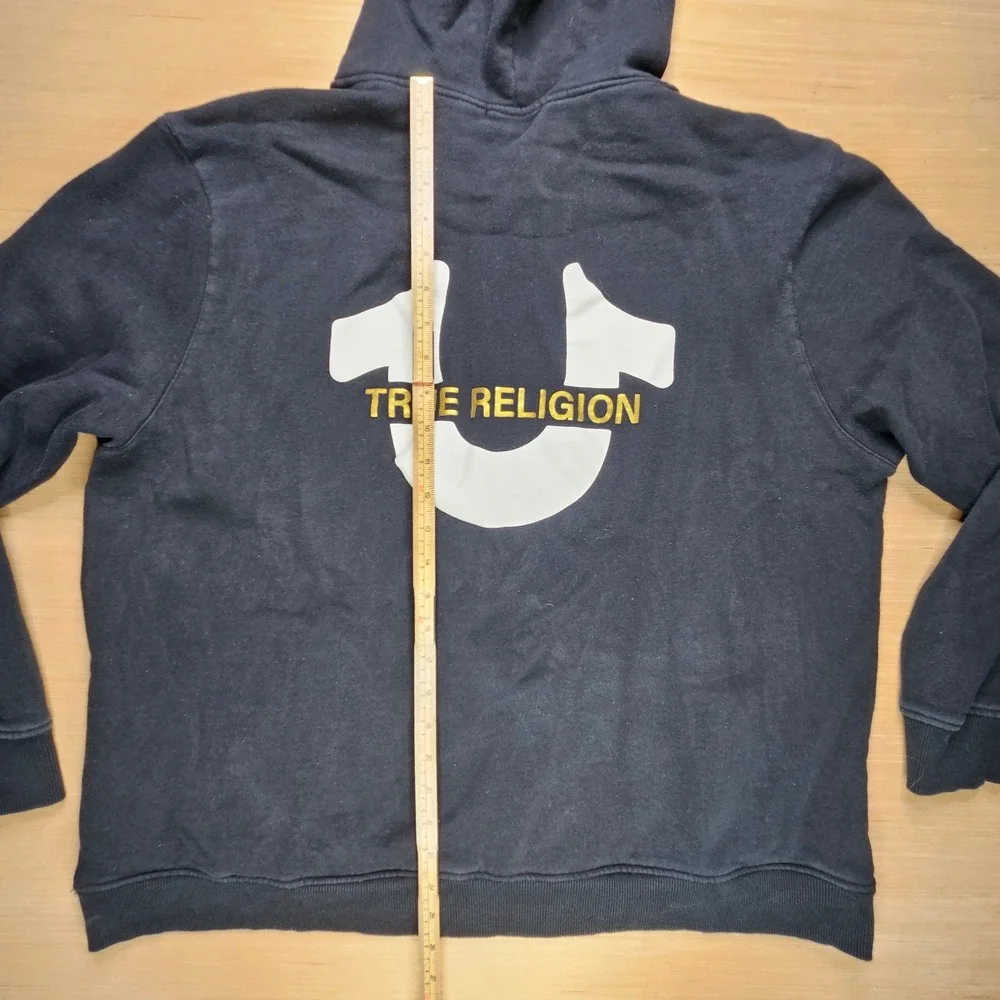 True Religion Mens Horseshoe Logo‎ Full Zip Hoodie Black XXXL Big Tall  Casual