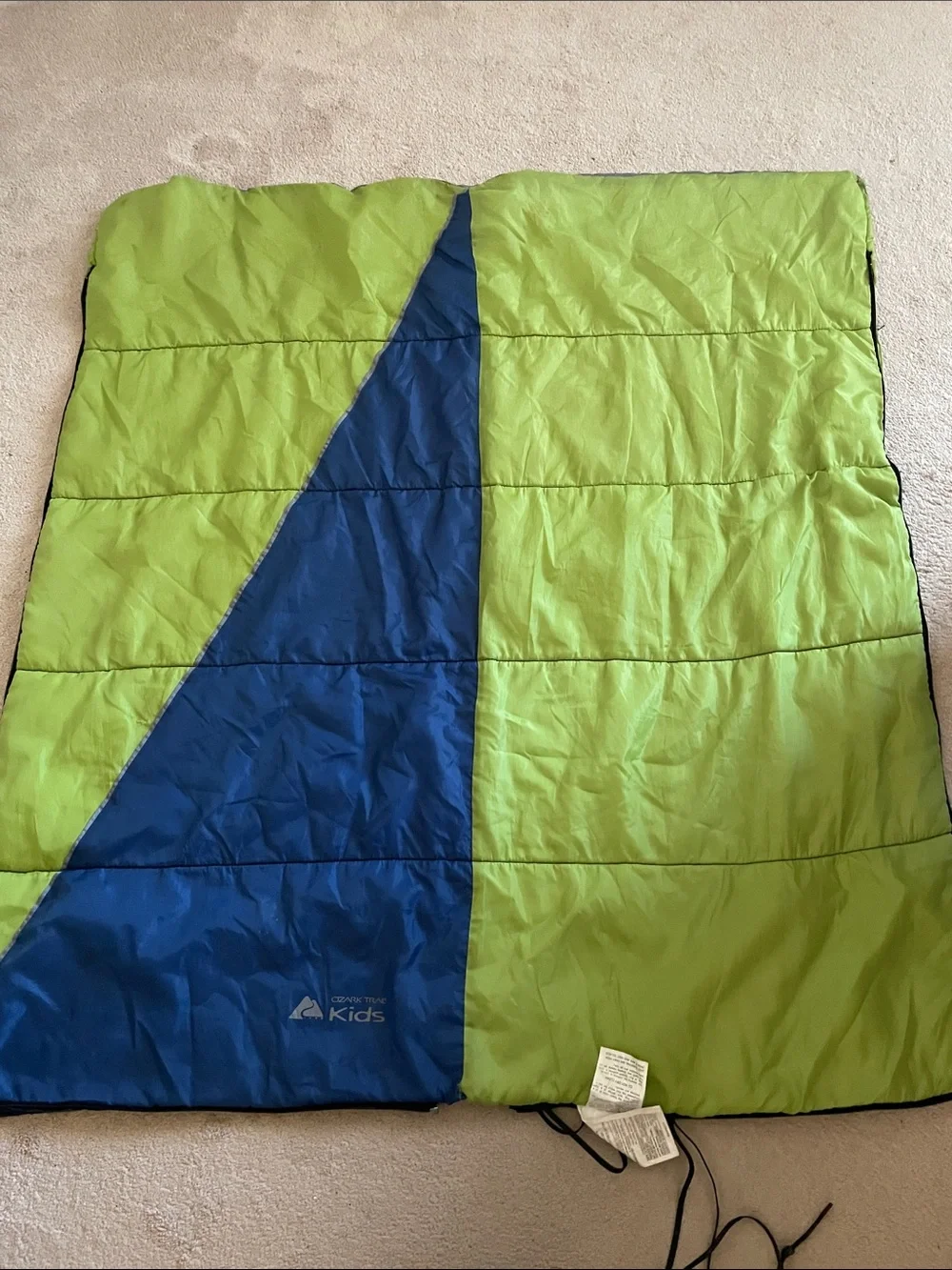 Kids  Sleeping Bag in Lime Green and Blue