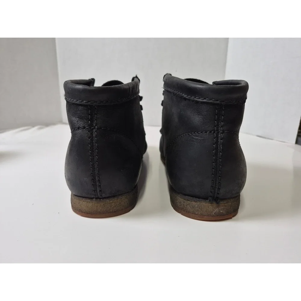 Clarks Wallabee Boots Black Leather Moccasin Lace Up Mens 8 261297667070