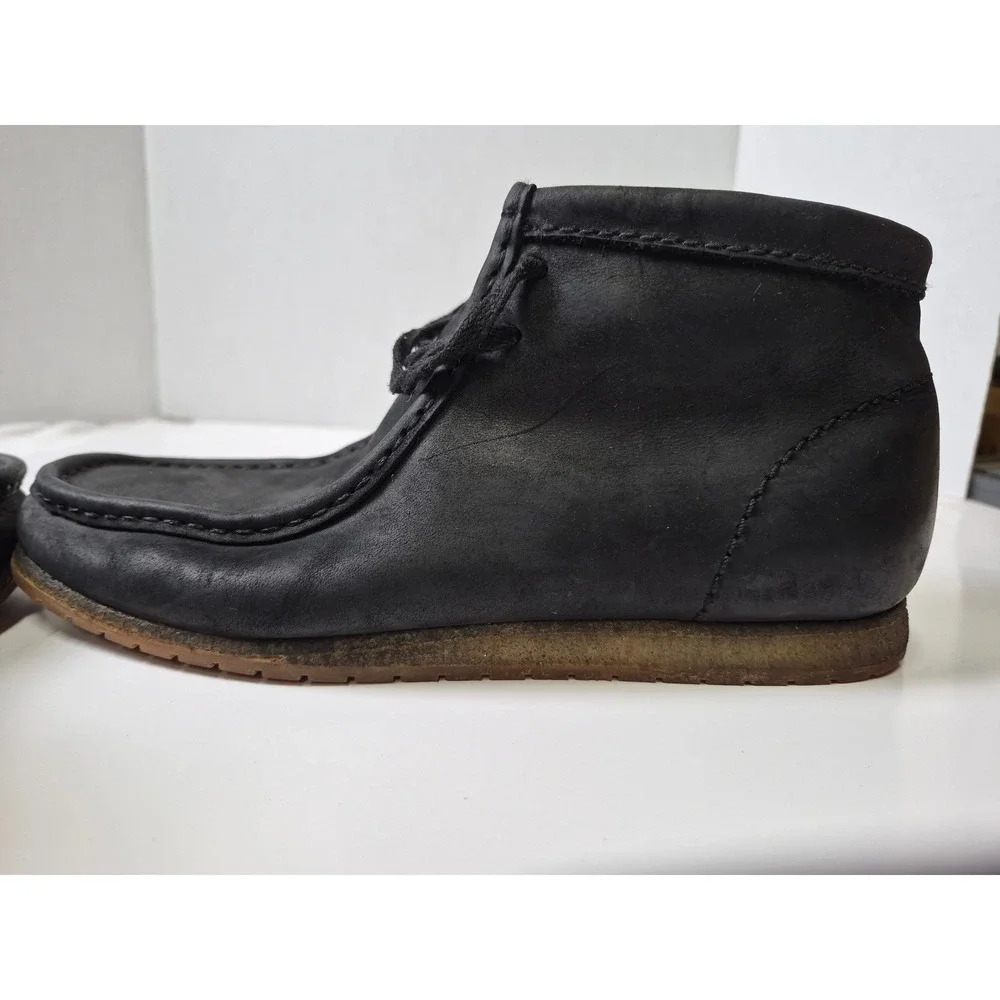 Clarks Wallabee Boots Black Leather Moccasin Lace Up Mens 8 261297667070