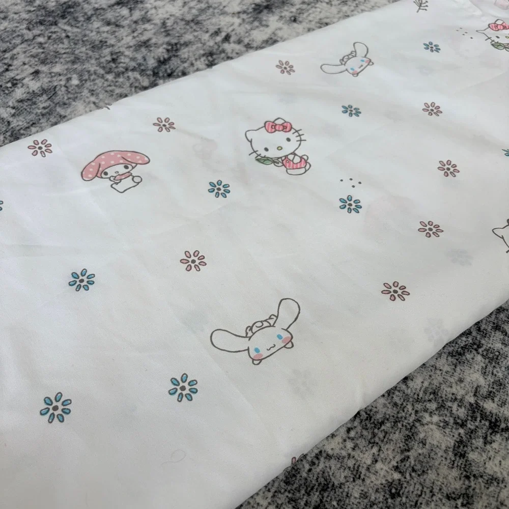 Sanrio Hello Kitty My Melody Cinnamoroll Twin Flat‎ Sheet White Kids Bedding