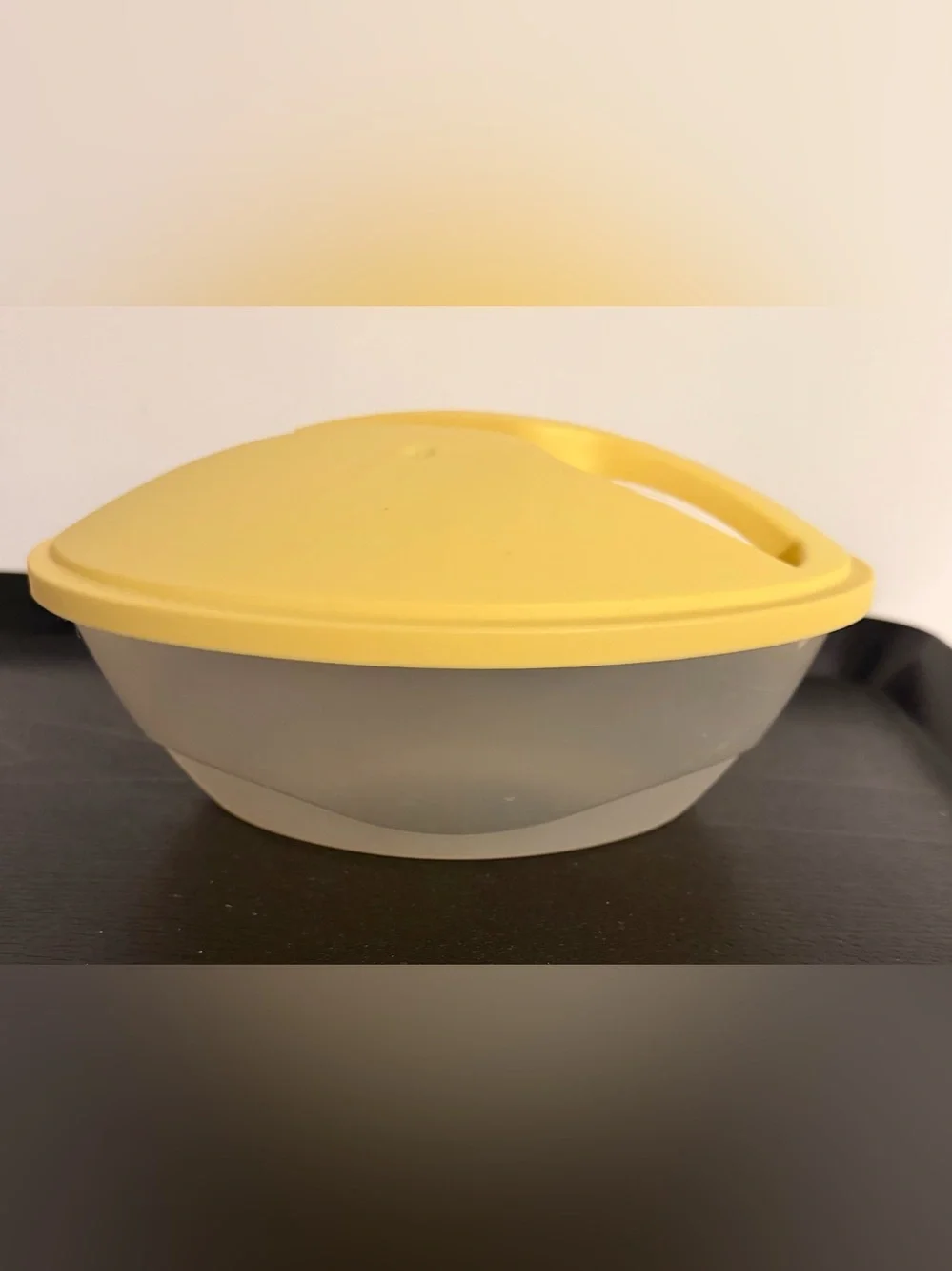 Yellow Lidded Salad Bowl with Dressing Cup and Fork