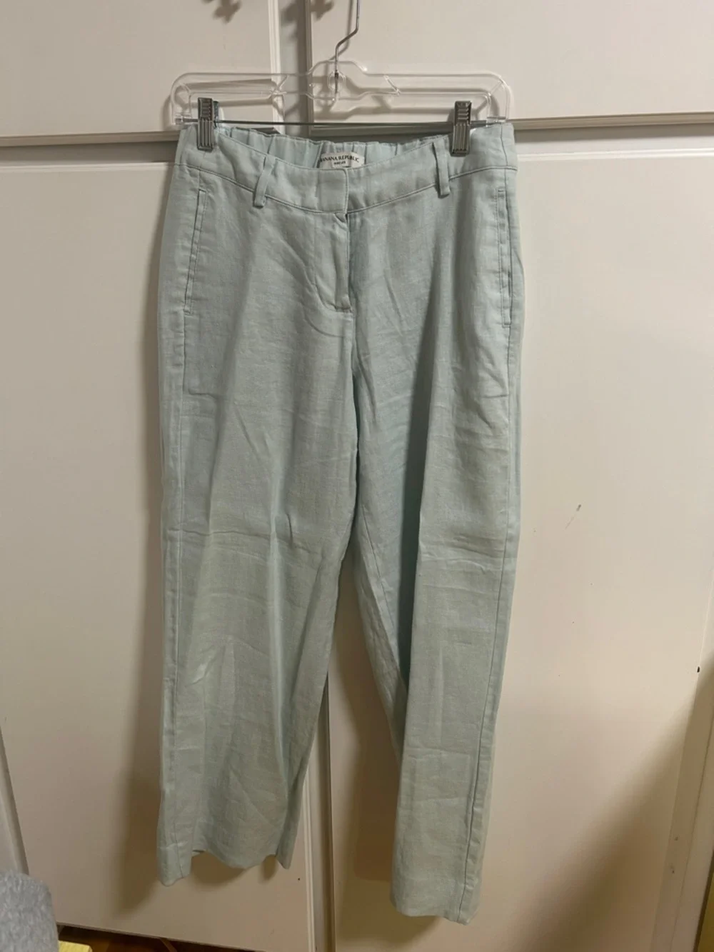 Banana Republic Blue Linen Straight-Leg Trousers NWOT XSP