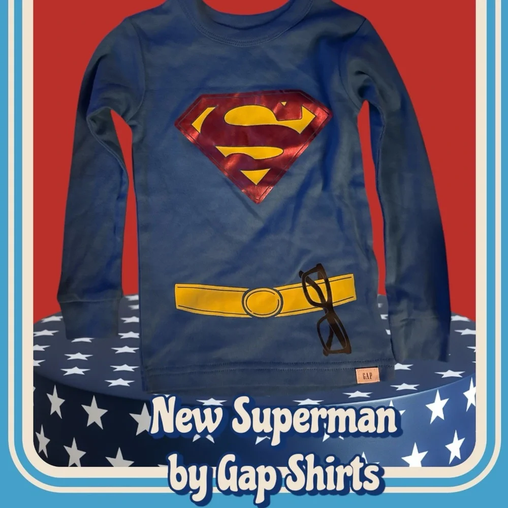 New Gap Kids Superman Shirt  licensed DC  sizes 2 yr, 3 yr. Or 5 yr. Toddlers