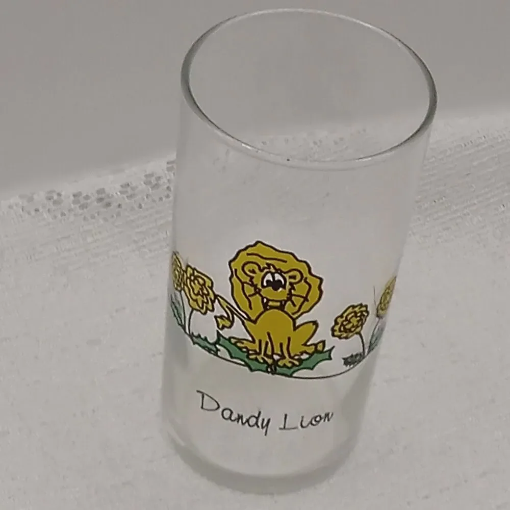 Libbey Dandy Lion Juice Drinking Glass 7 Oz Cartoon Animal Series 1980s