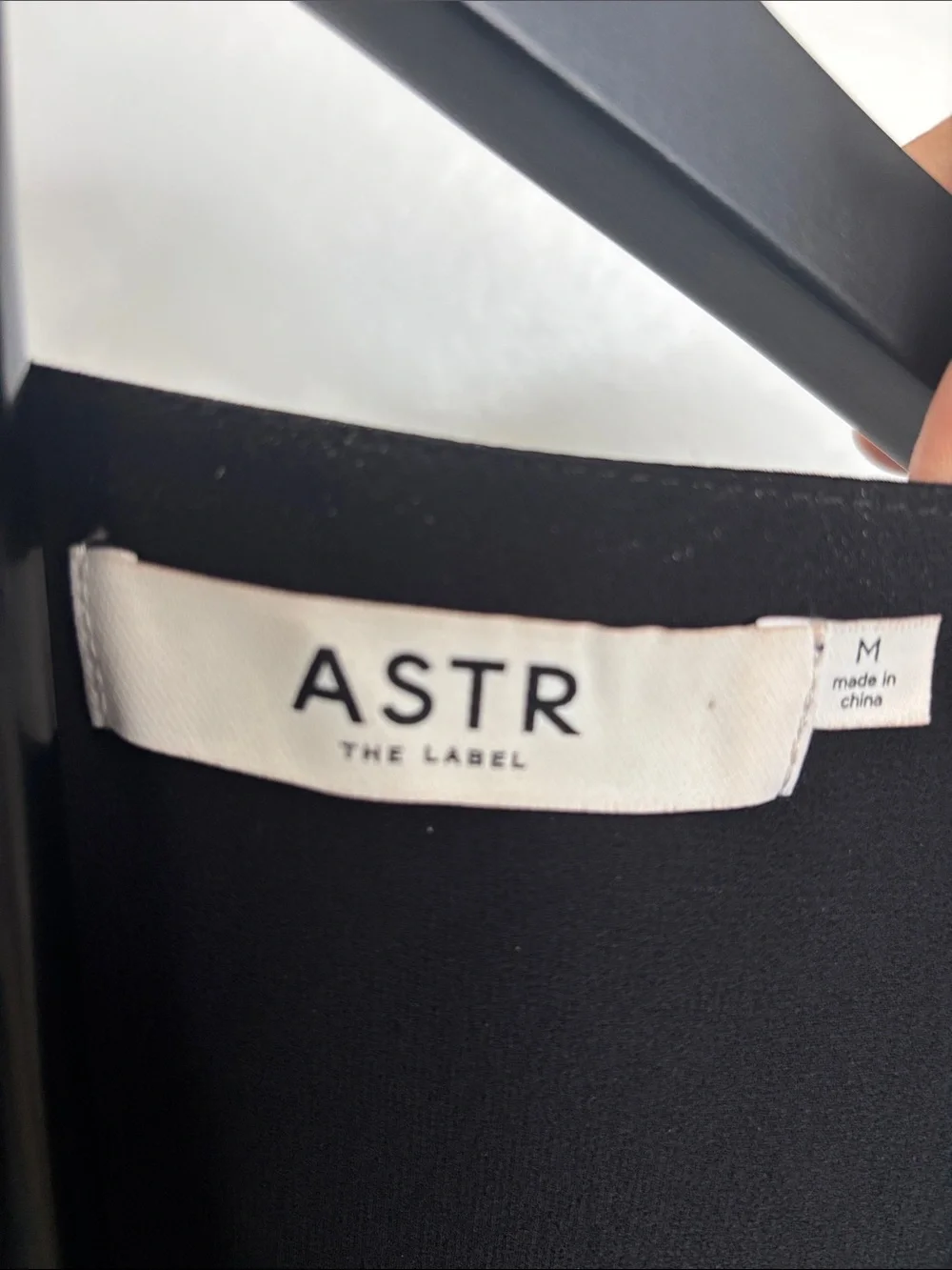 Astr Black Satin V-Neck Peplum Blouse with Puff Sleeves