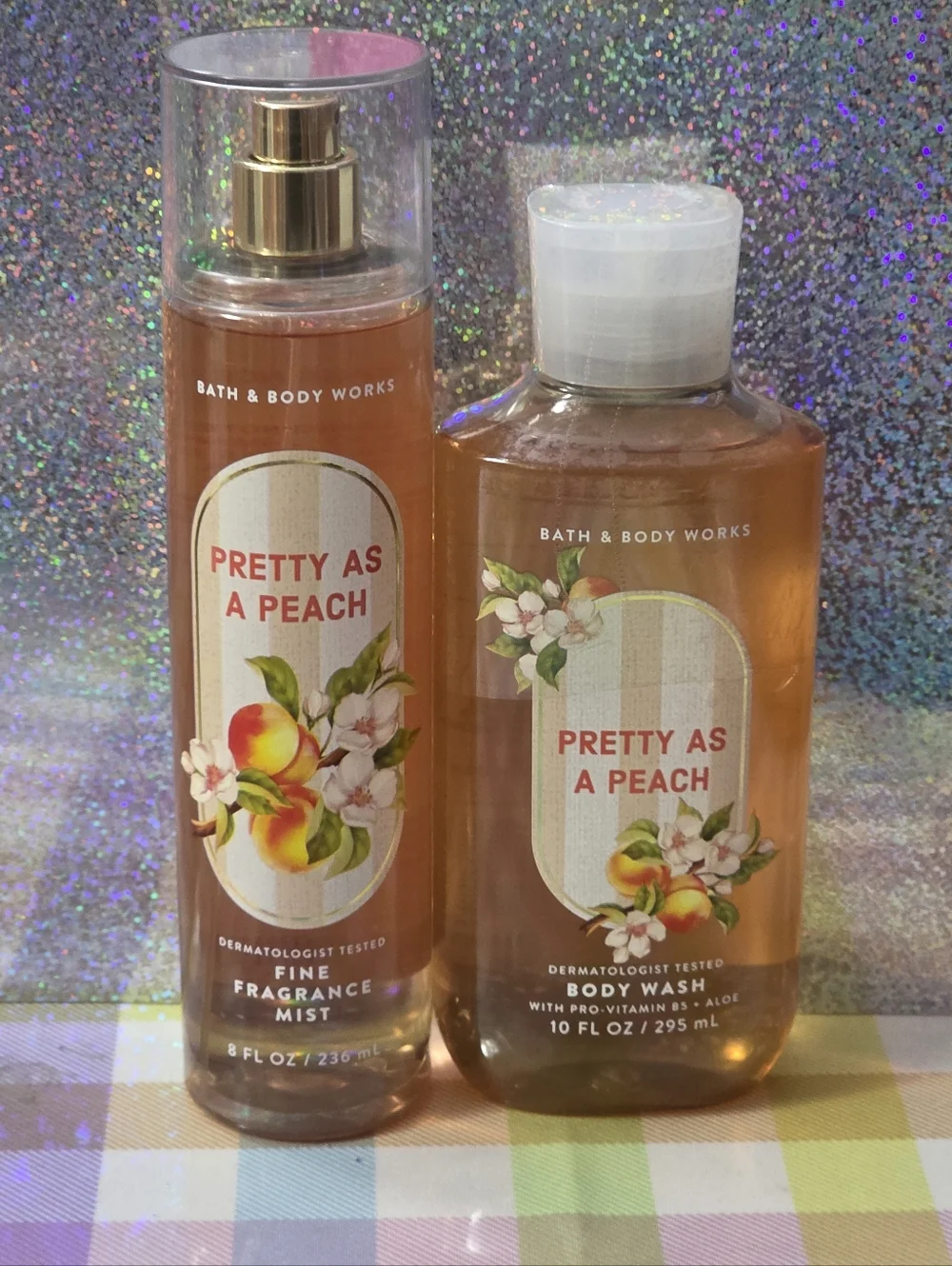 Bath & Body Works Pretty As A Peach Body Wash & Fragrance Mist Set NEW Rare