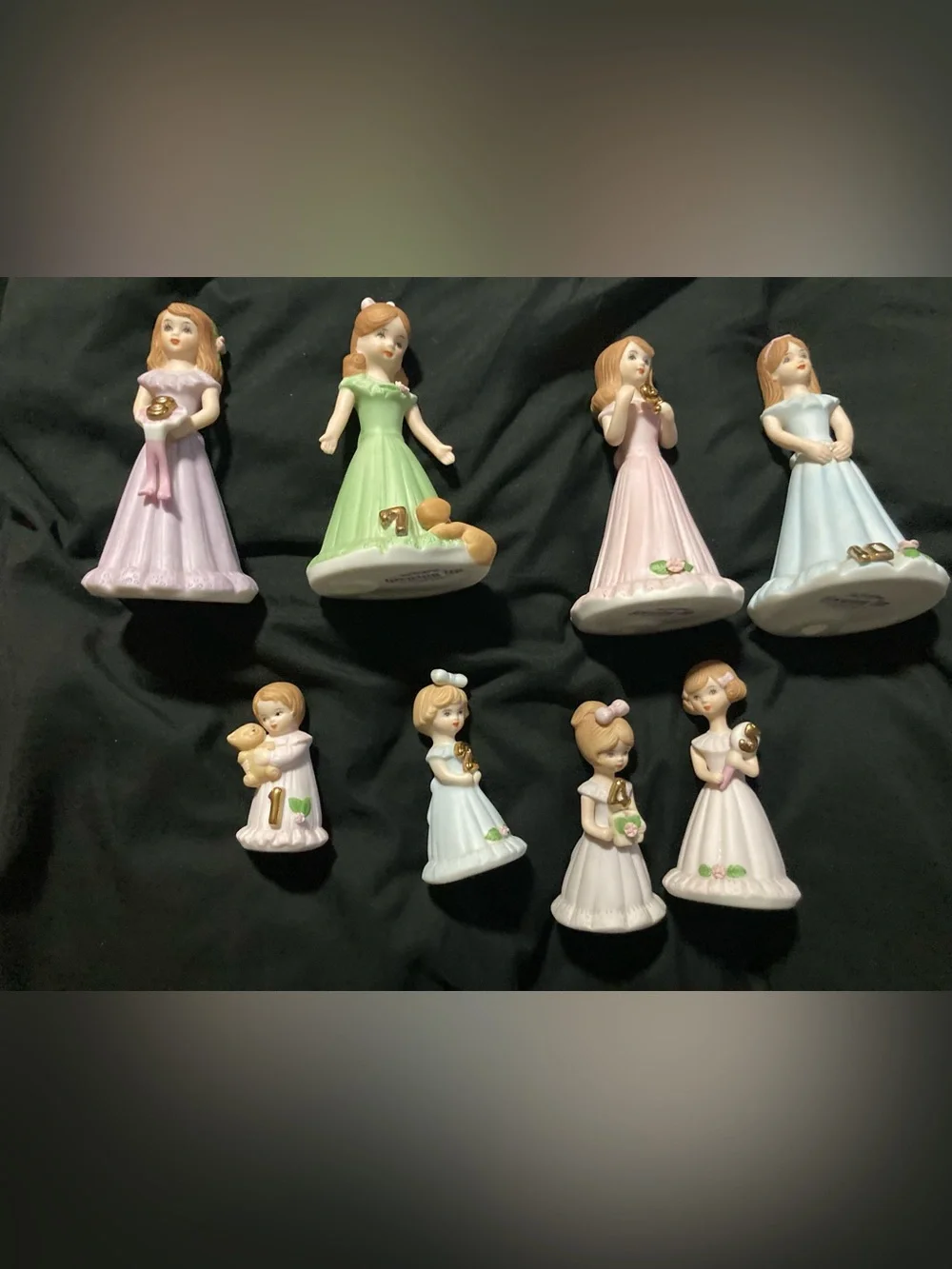 Vintage 1980 Enesco “Growing Up Birthday Girls” Porcelain Figurines 9 total