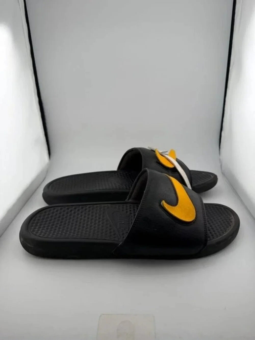 WORN Nike Benassi JDI Swoosh Pack Black AQ8614-001 Size 13 NO BOX