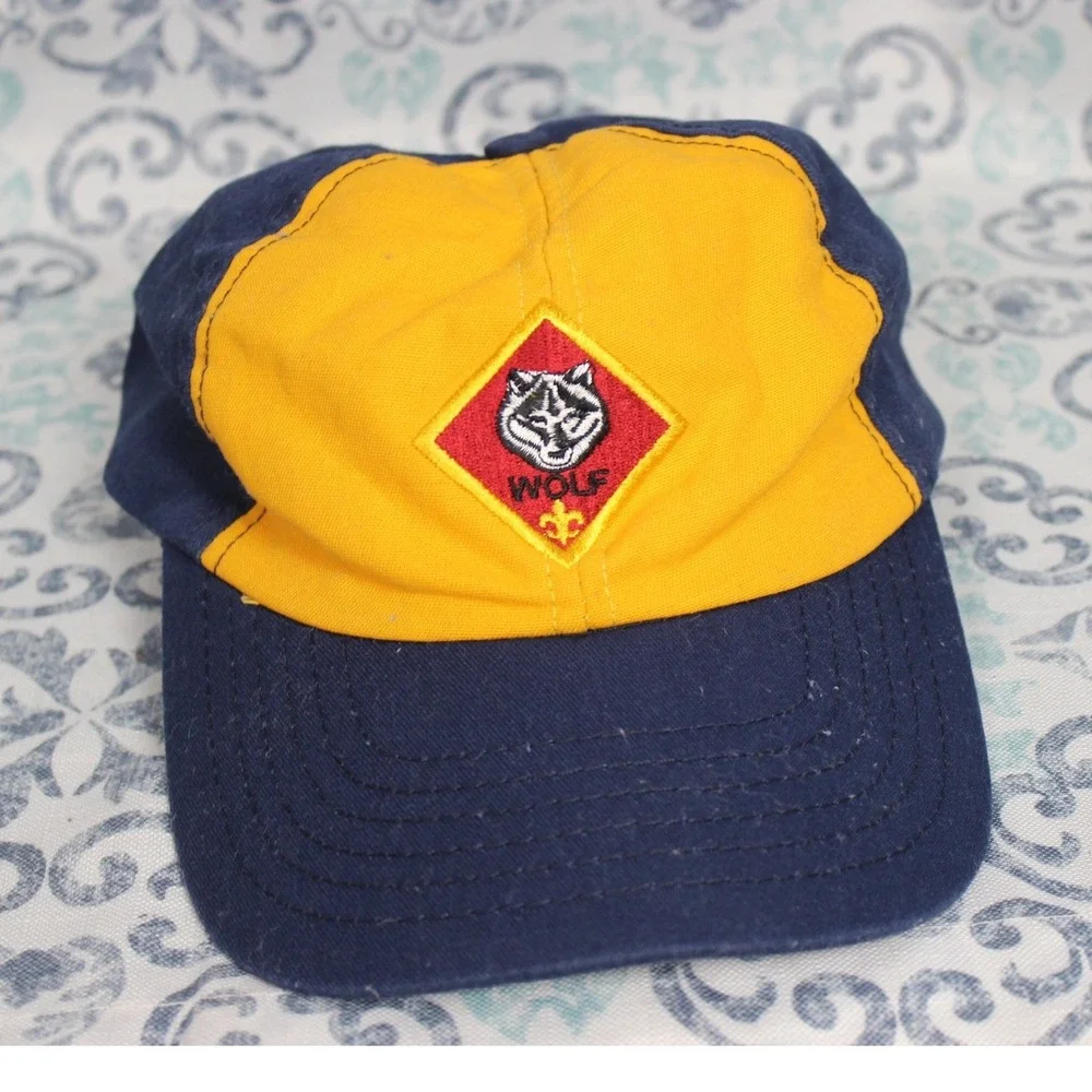 Kids Wolf Cub Scout‎ Hat Yellow Blue Snapback Baseball Cap Youth