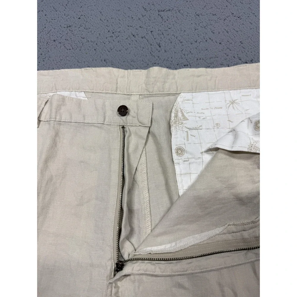 Jos A Bank Linen Dress Pants Mens 40x29 White Pleated Classic Fit Summer Wedding