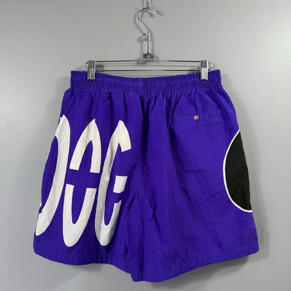 NWT Big Dogs Shorts Mens Large Purple Swim Trunks Lined Dog Graphic Elastic Logo