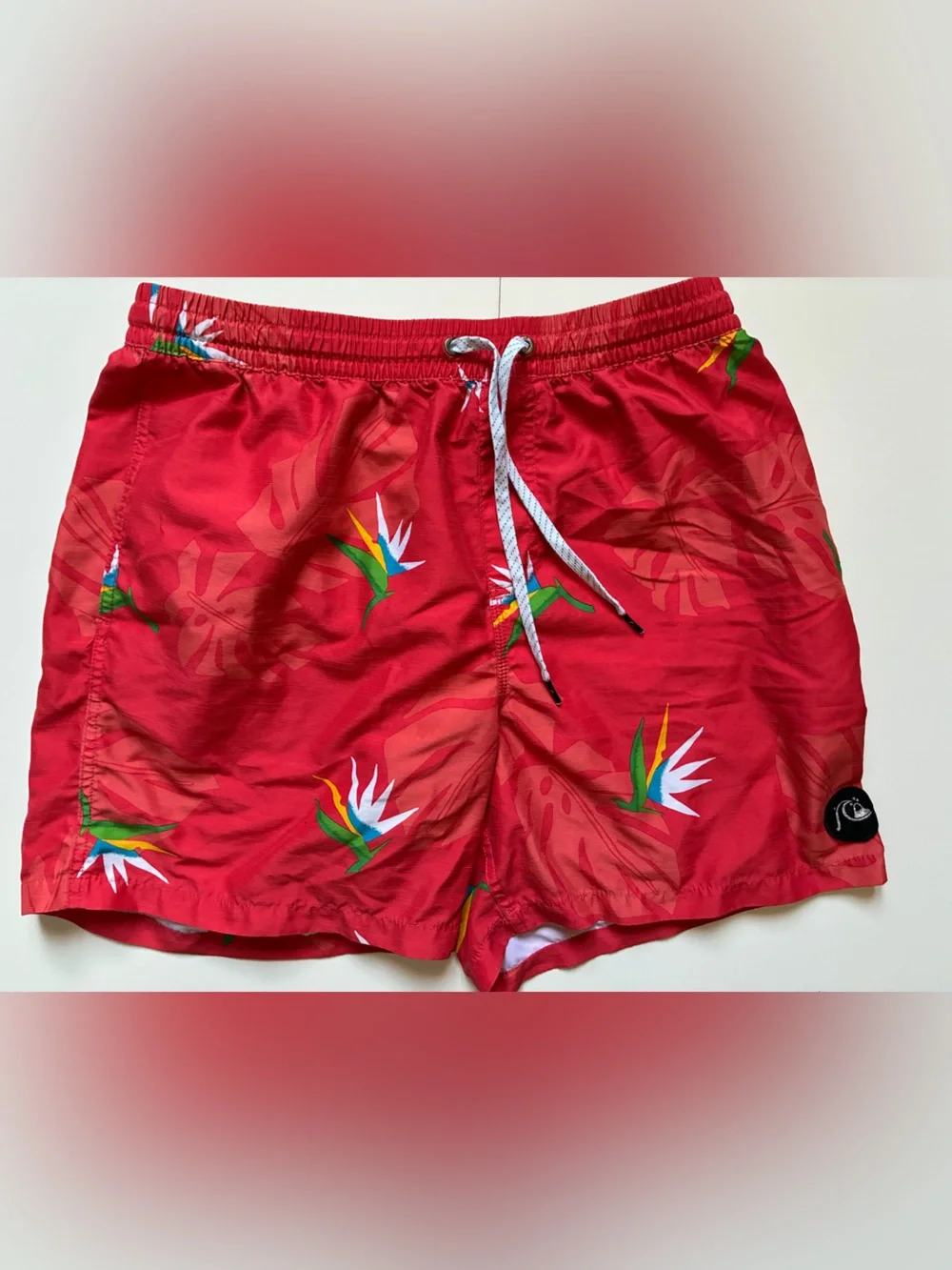 Quiksilver Kids Red Tropical Bird of Paradise Swim Trunks - Large