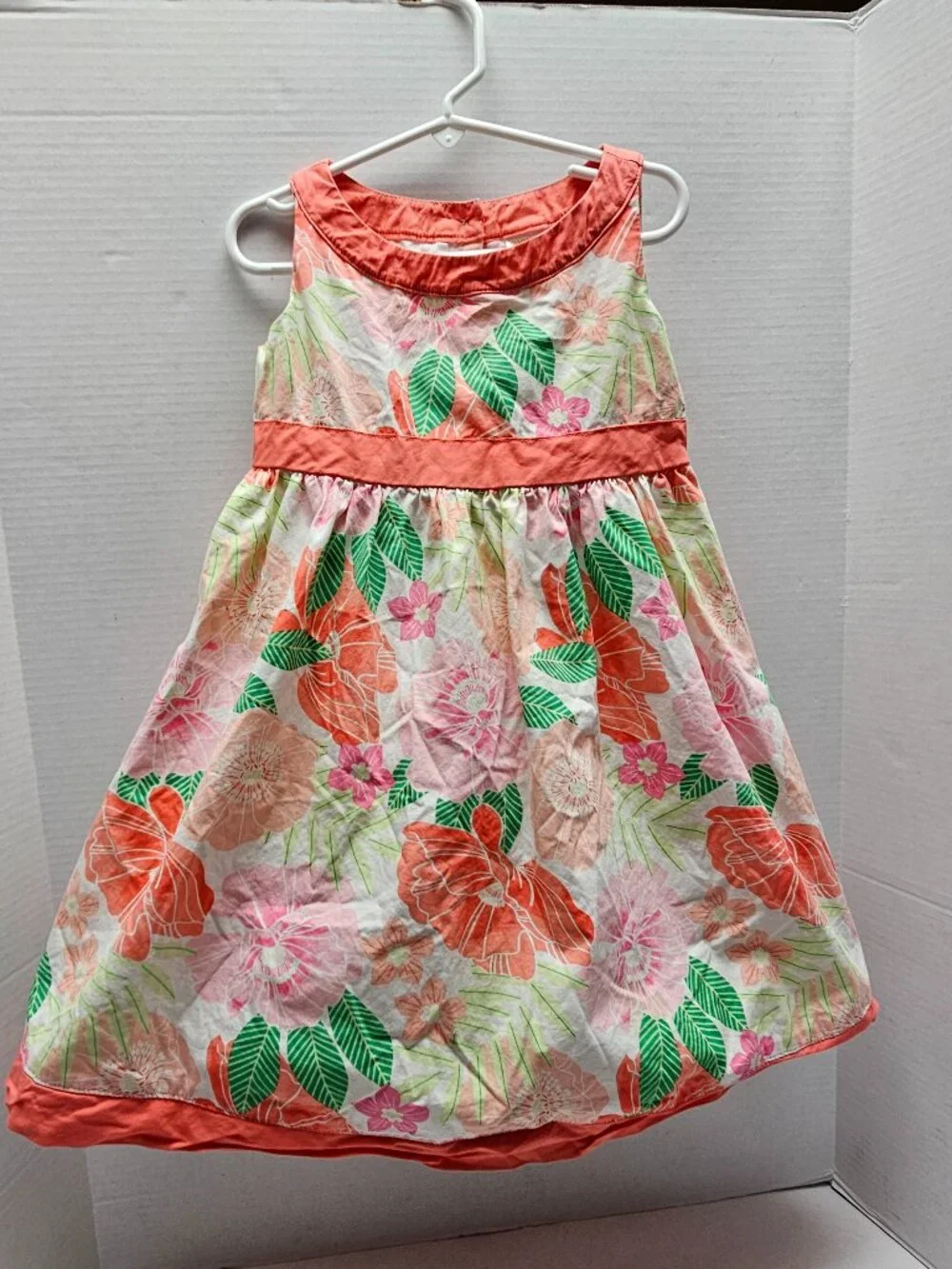 Girls Gymboree Fairy Blossom Coral Sleeveless Floral Botanical Flower Dress 5T
