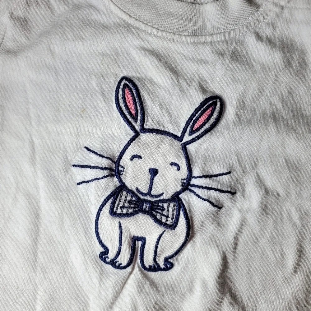 Gymboree Embroidered Baby Bunny Easter Onesie White 100% Cotton EUC Size 18-24m