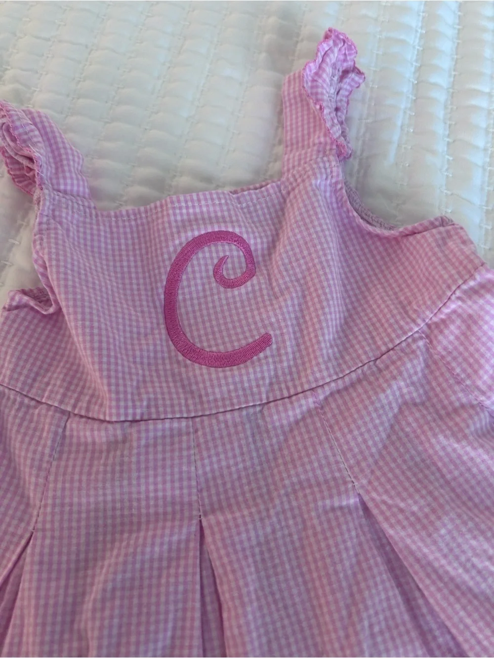 Classic Whimsy Pink Gingham Minnie’s  w C Embroidered  Cotton Size 2