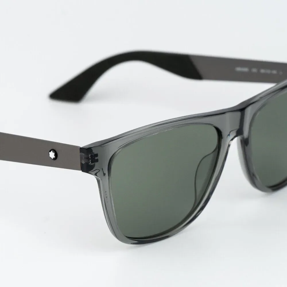 Montblanc Men Sunglasses Grey Ruthenium Green Square MB0298S 003 NEW AUTHENTIC