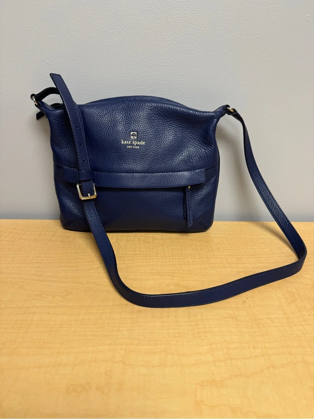 kate spade Navy Pebbled Leather Crossbody Bag