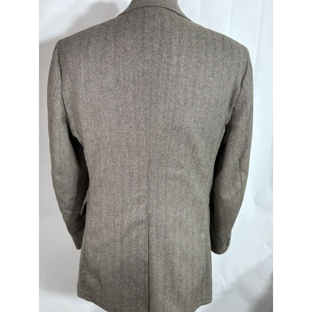 Vtg Men's 44R Brown Wool Tweed Sport Coat Jacket Blazer Herringbone Richards EUC