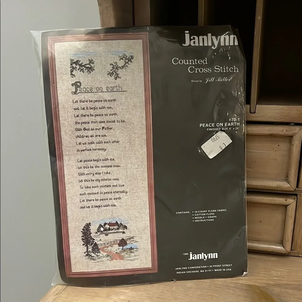 Janlynn Counted Cross Stitch Kit New “Peace on Earth” 9” x 24” 1985 Jill Miller