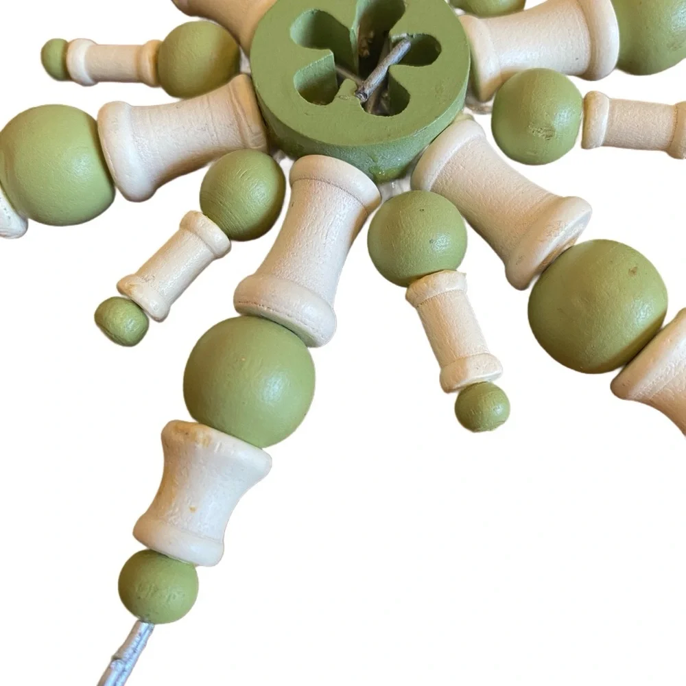 Christmas Ornaments Wooden Spindal Snowflake‎ & Bulb Cabin Rustic Wood Beads