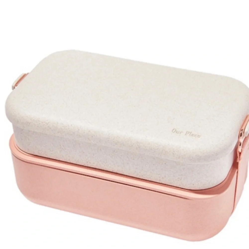 Our Place THE‎ LUNCH BOX Pink Dishwasher Safe Sushi Bento Box Utensils - NEW