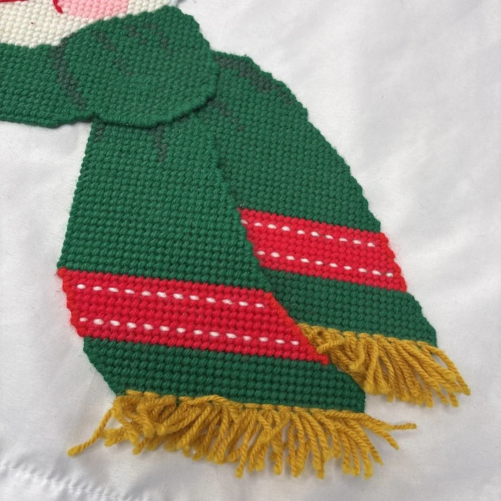 VTG Plastic‎ Canvas Handmade Christmas Needlepoint Jolly Snowman Wall Decor